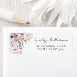 Wildflower Watercolor Floral Return Address