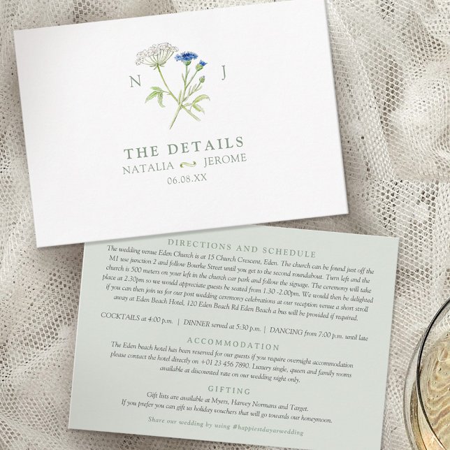 Wildflower watercolor wedding details  begleitkarte (Von Creator hochgeladen)