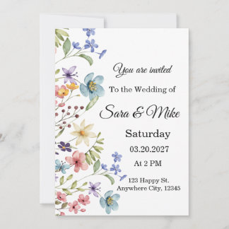 Wildflower Watercolor Wedding Invitation Einladung