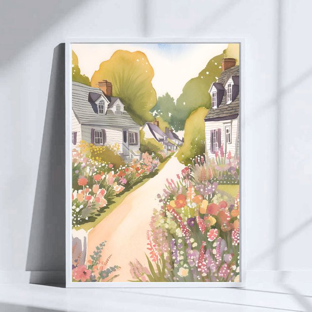 Wildflower Way | Coastal Beach Town Watercolor Poster (Von Creator hochgeladen)