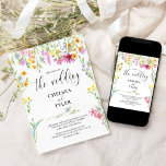 Wildflower Wedding Pretty Wild Flower Floral Einladung<br><div class="desc">Wildblume Hochzeit Einladung mit delikaten wilden Blume und schöne Kalligraphie. Dieses hübsche Aquarell-Wildblume-Design verfügt über farbenfrohe Blume auf der Wiese in rosa lila orange blau und gelb. Ideal für Frühlings- und Sommerthemen vom Blumengarten bis zum Bio Boho. Wenn Sie passende Produkte möchten, durchsuchen Sie bitte meine Wildblume Meadow Kollektion oder...</div>