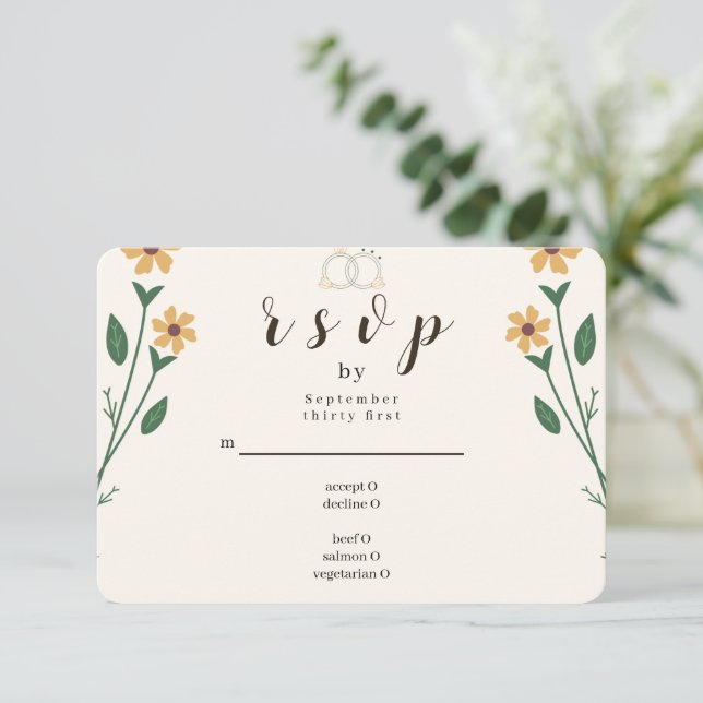 Wildflower Wedding RSVP Card (Stehend Vorderseite)