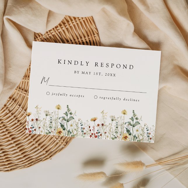 Wildflower Wedding RSVP Card Karte (Von Creator hochgeladen)