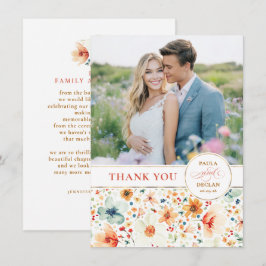 Wildflower Wedding Two Sided Thank You Photo Dankeskarte