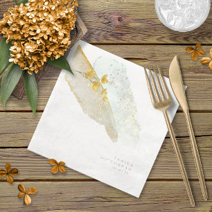 Wildflower Wedding Watercolor Paint Str Gold ID954 Serviette