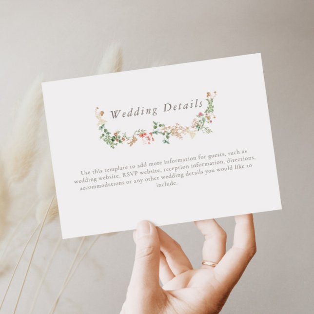 Wildflower Wedding Wishing Detail Enclosure Card Begleitkarte (Von Creator hochgeladen)