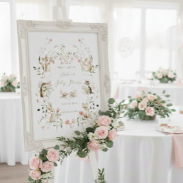 Wildflower Woodland Animals Baby Shower Welcome Poster