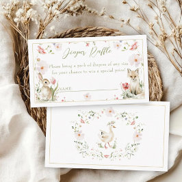 Wildflower Woodland Baby Animals Diaper Raffle Begleitkarte