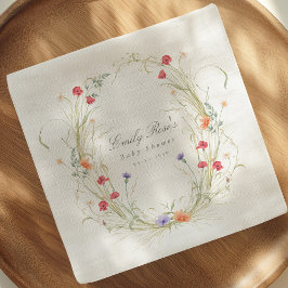 Wildflower Wreath-Baby in Bloom Baby Shower Party Serviette