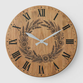 Wildflower Wreath wall clock | Farmhouse Decor Große Wanduhr