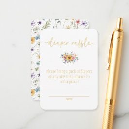 Wildflower Yellow Baby Shower Diaper Raffle Card Begleitkarte