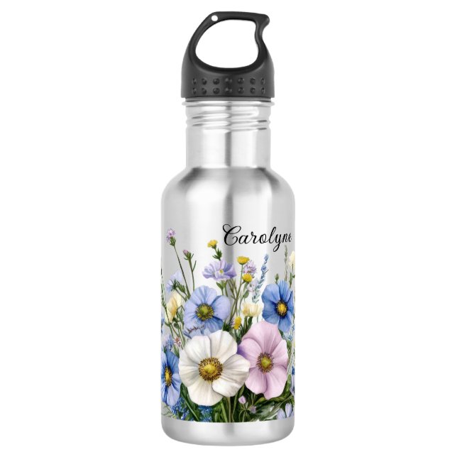 Wildflowers & Add your name  Edelstahlflasche (Vorderseite)