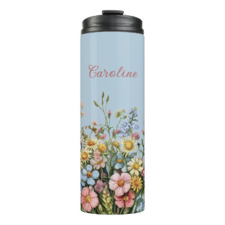 Wildflowers & Add your name Thermal Tumbler Thermosbecher