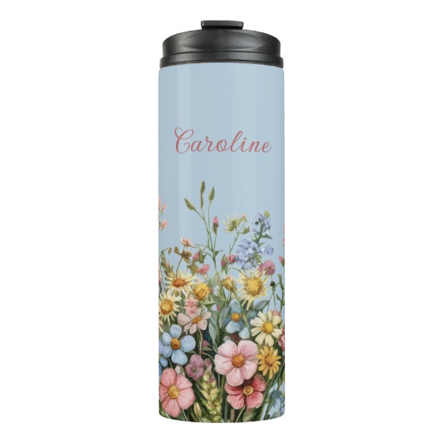 Wildflowers & Add your name Thermal Tumbler Thermosbecher (Vorderseite)