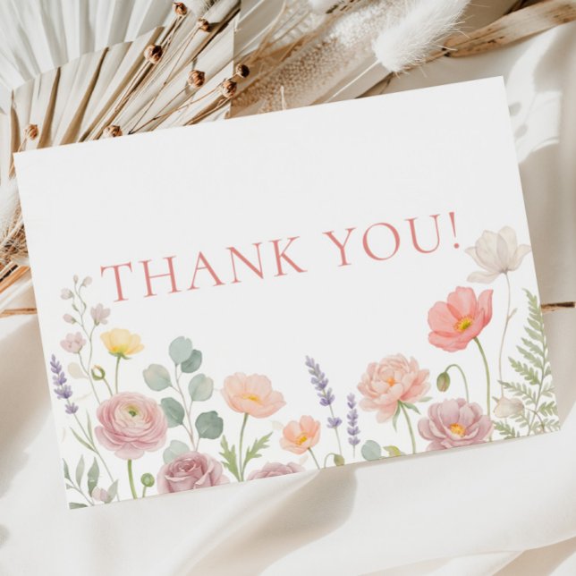 Wildflowers Baby Shower Thank You Card Einladung (Wildflowers Baby Shower Thank You Card)
