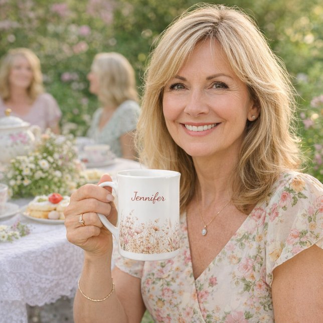 Wildflowers beige pink name prozellantasse (Von Creator hochgeladen)
