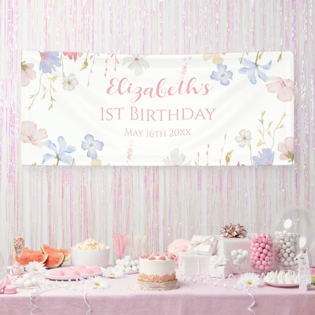 WILDFLOWERS Birthday party Backdrop banner (Party)