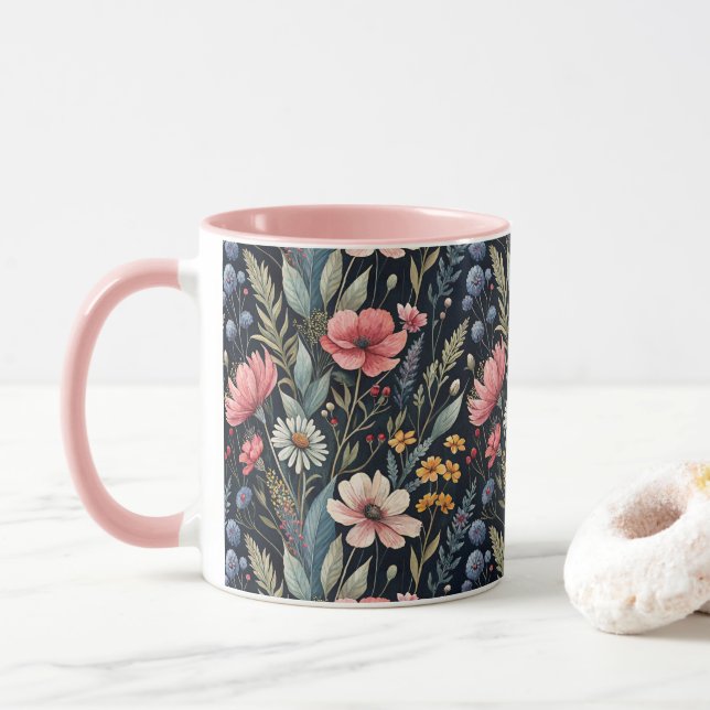 Wildflowers Botanical Inspiration  Tasse (Mit Donut)