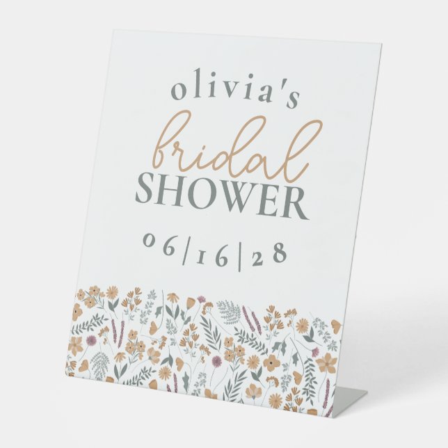 Wildflowers Bridal Shower Pedestal Sign - Orange Sockelschild (Vorderseite)
