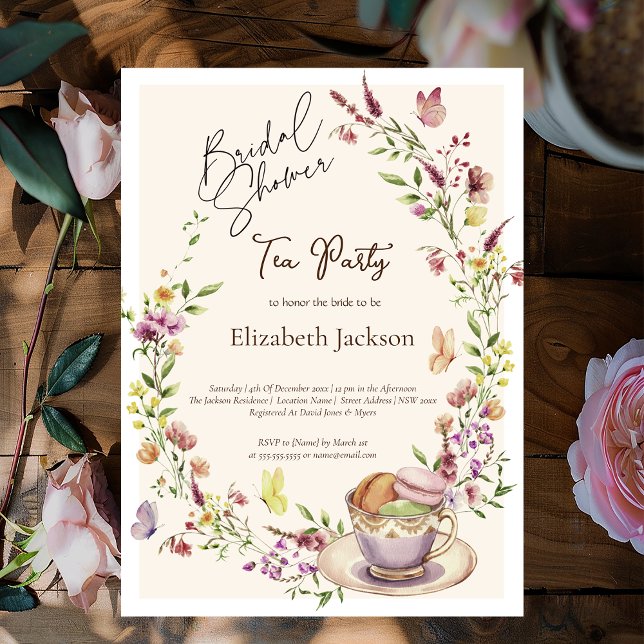 Wildflowers Butterflies Tea Party Bridal Luncheon Einladung (Von Creator hochgeladen)