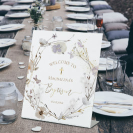 wildflowers Catholic Baptism welcome sign Sockelschild