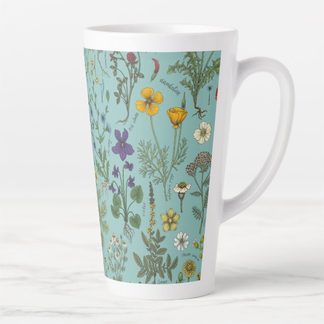 Wildflowers collage on blue milchtasse (Rechts)