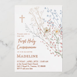  wildflowers design First Holy Communion Folieneinladung