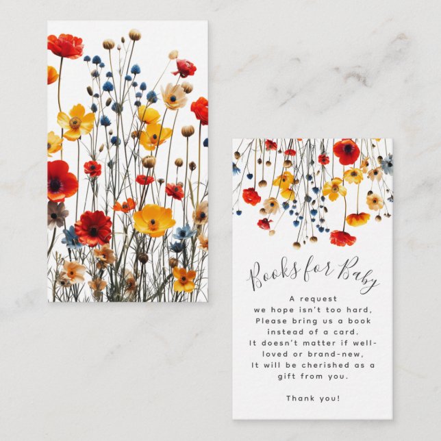 Wildflowers Elegant Baby Shower Books for Baby Begleitkarte (Vorne/Hinten)