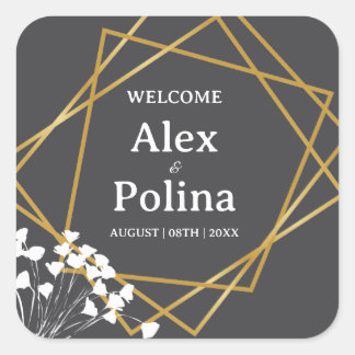 Wildflowers elegant framed welcome quadratischer aufkleber