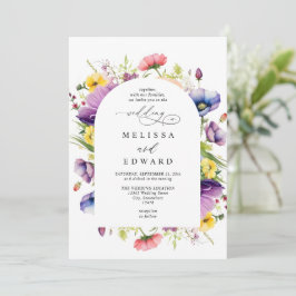 Wildflowers Elegant Modern Budget QR Code Wedding Einladung