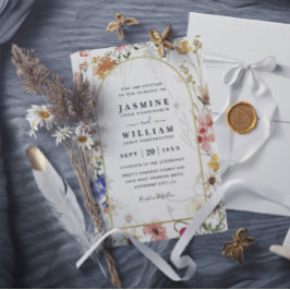 Wildflowers ELegant Modern Budget QR Code Wedding Einladung