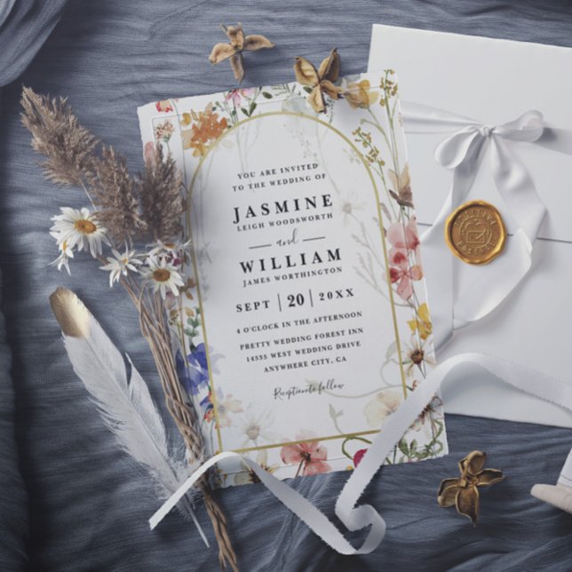 Wildflowers ELegant Modern Budget QR Code Wedding Einladung (Von Creator hochgeladen)