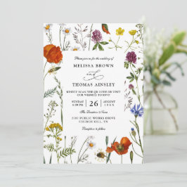 Wildflowers Elegant Modern Budget QR Code Wedding Einladung