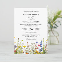 Wildflowers Elegant Modern Budget QR Code Wedding