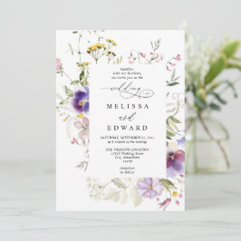 Wildflowers Elegant Modern Budget QR Code Wedding Einladung