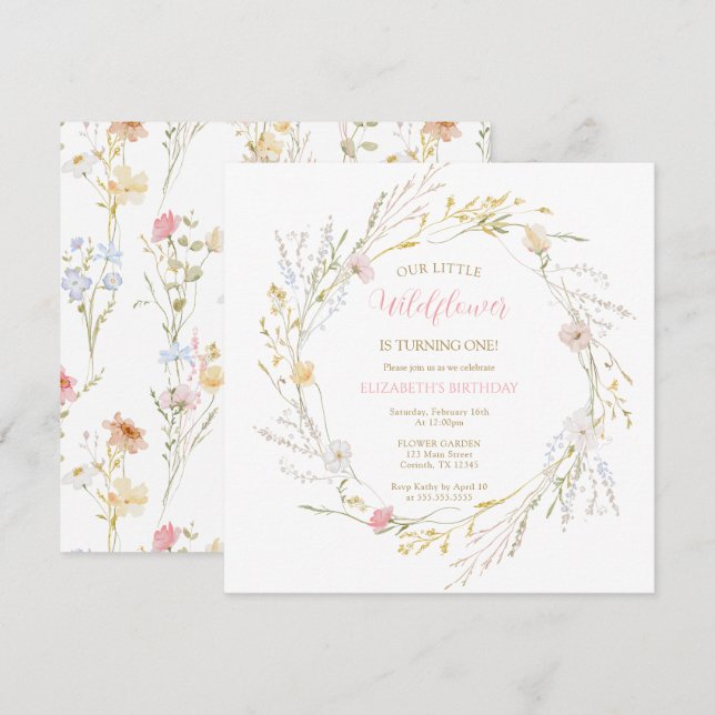 Wildflowers elegant Spring First Birthday (Vorne/Hinten)
