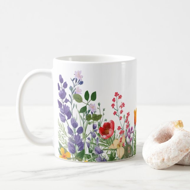 Wildflowers Floral, Botanical Garden, Colorful gif Kaffeetasse (Mit Donut)