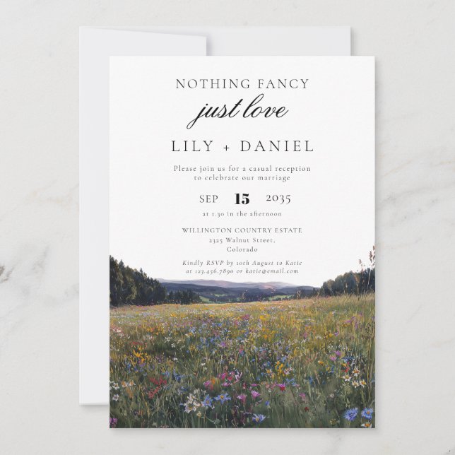 Wildflowers Floral Elopement Wedding Reception Einladung (Vorderseite)