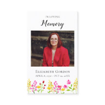 Wildflowers Floral Funeral Prayer Memorial Card