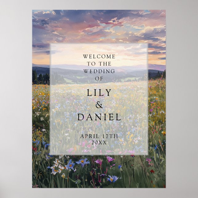 Wildflowers Floral Meadow Wedding Welcome Sign Poster (Vorne)