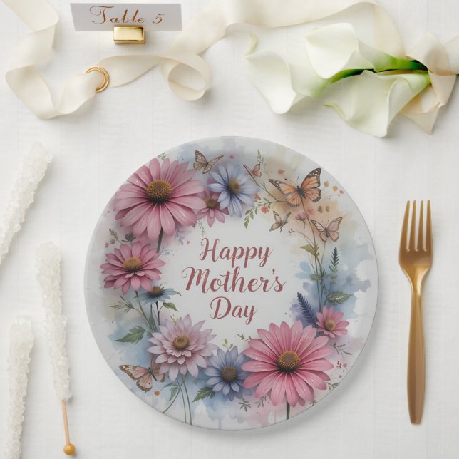 WildFlowers Happy Mother's Day Pappteller (Hochzeit)