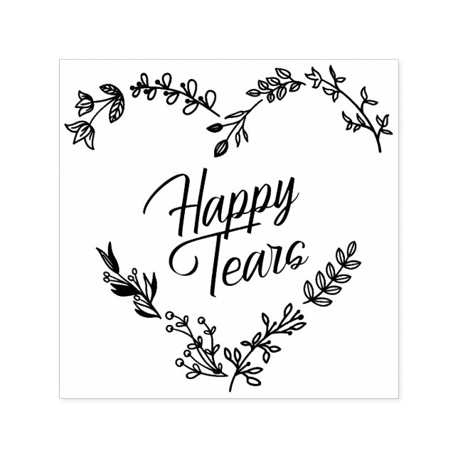 Wildflowers Heart Happy Tears Wedding Quote Permastempel (Design)