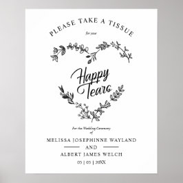 Wildflowers Heart Happy Tears Wedding Quote Poster