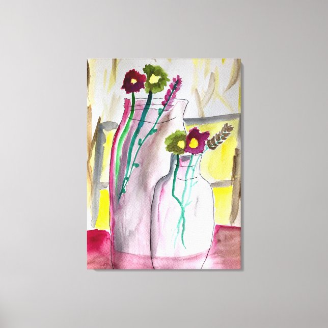 Wildflowers in vase abstract art leinwanddruck (Vorderseite)