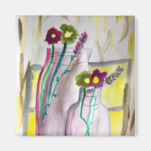Wildflowers in vase abstract art magnet