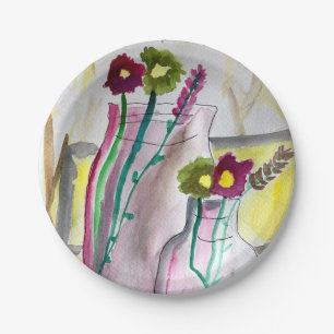 Wildflowers in vase abstract art pappteller
