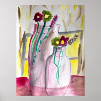 Wildflowers in vase abstract art