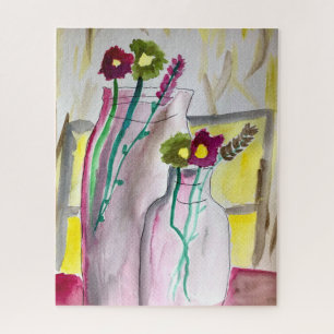 Wildflowers in vase abstract art puzzle