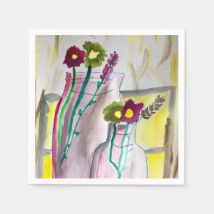 Wildflowers in vase abstract art serviette