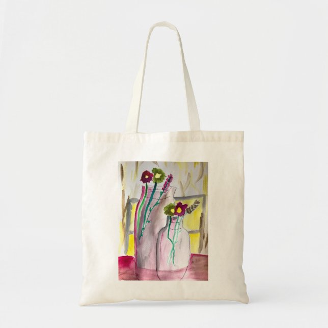 Wildflowers in vase abstract art tragetasche (Vorne)